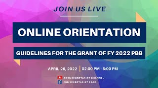 FY 2022 Online PBB Orientation [upl. by Aihtniroc]