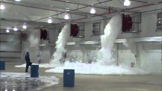 Landmark Sprinkler Aircraft Hangar Foam Fire Suppression Test [upl. by Aleekat25]