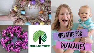 How to make Dollar Tree DIY Wreaths easiest tutorial [upl. by Asyram]