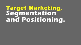 Target Marketing Segmentation and Positioning [upl. by Kyd928]