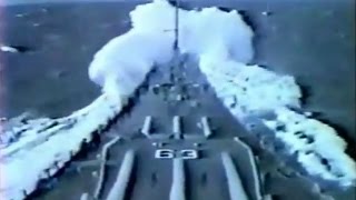 Battleship USS Missouri BB63 in heavy seas  1980s [upl. by Barbi]