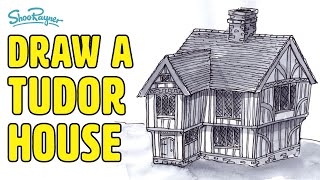 How to draw a 3d Medieval Tudor Halftimber building  Stepbystep [upl. by Blinni289]