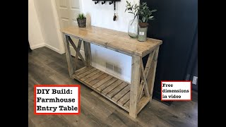 Farmhouse Entry Table How to build and free dimensions [upl. by Negyam]