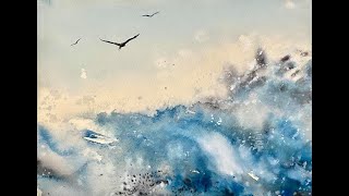 How To Paint Lois Simple Watercolour Stormy Seascape Loose Hake Watercolor Painting Tutorial Demo [upl. by Wetzell14]