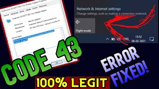 WIFI BUTTON MISSING PROBLEM FIX  windows ERROR CODE43  windows 10  100 REAL 2021 [upl. by Ramahs]