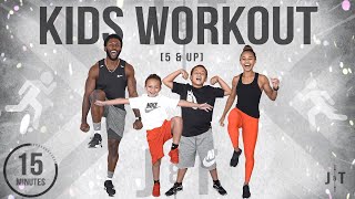 15 Minute KidFriendly HIIT Workout Ages 5 [upl. by Hemphill]