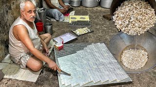 HUGE Kaju Katli Making😱😱 Delhis Famous Kaju Katli at Hiralal Halwai  Indian Street Food [upl. by Nagram]