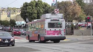 Trolleybuses TracklessTrolleys in San Francisco 2018 [upl. by Shanon]