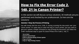 How to Fix Canon Printer Error 2 140 21 [upl. by Iinden]