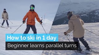 How to Ski in One Day  Beginner Learns Parallel Turns [upl. by Geordie]