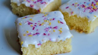 School Dinner Sprinkle Cake Tray Bake Recipe [upl. by Esiuol133]