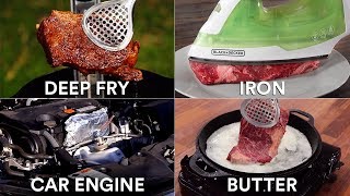 Every way to COOK A STEAK 25 Methods  GugaFoods [upl. by Aleira]