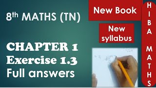 8th maths chapter 1 exercise 13 full answers TN Samacheer new book new syllabus [upl. by Hoagland]