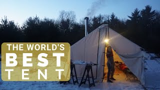 THE BEST TENT IN THE WORLD Winter Tent Camping amp Setup in Freezing Weather Wilderness Tent [upl. by Ozneral]