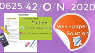 062542ON2020 Solution IGCSE Physics paper 42 OctNov 2020 [upl. by Cowles]