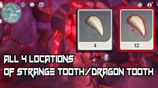 All 4 Locations of Strange toothDragon Tooth  Genshin Impact [upl. by Atiuqer]