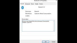 Fix Bluetooth Error Code 43 Windows has stopped this device because it has reported problems [upl. by Suneya]