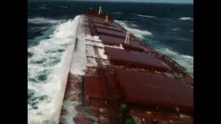 Capesize bulk carrier on heavy seas at Pacific Ocean [upl. by Lonnard]