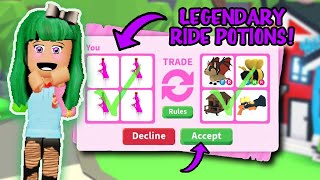 TRADING ONLY RIDE POTIONS in ADOPT ME ROBLOX I GOT LEGENDARY PETS [upl. by Adilem]