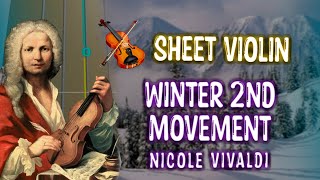 Play Vivaldi  Winter 2nd movement on VIOLIN very EASY with TABS Sheet Violín and Tabs [upl. by Cristabel295]