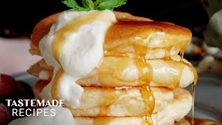 The Perfect Souffle Pancake Recipe  Tastemade [upl. by Butch]