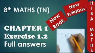 TN Samacheer 8th maths chapter 1 exercise 12 full answers New book new syllabus [upl. by Ajram]