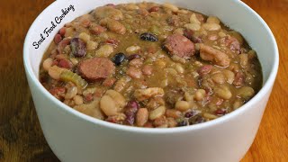 Slow Cooker Beans Recipe  How to Make 15 Bean Soup [upl. by Garlen]