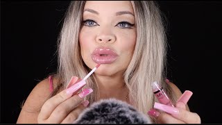 ASMR Lipgloss Application  Pumping  Mouth Sounds [upl. by Efinnej]