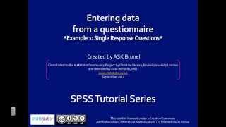 Questionnaire data in SPSS  Single response question [upl. by Clarisa]