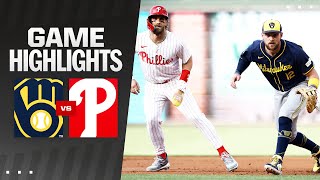 Brewers vs Phillies Game Highlights 6424  MLB Highlights [upl. by Gnil]