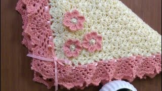 How to Crochet a Baby Blanket  Linda Sabanita Tejida en Crochet con Flores y Listón o Lazo 🎀 👶 🍼 [upl. by Grous]