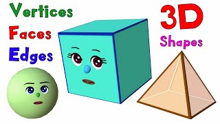 Learn About Faces Edges and Vertices  3D Shapes  Basic Geometry for Kids  Noodle Kidz [upl. by Capwell469]