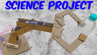 Simple Science Project For School  How to Make Hydraulic Robotic Arm from Cardboard [upl. by Tecu]