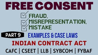 Fraud  Misrepresentation  Mistake  Free Consent  Indian Contract Act  Caselaws  Example [upl. by Sherrie635]