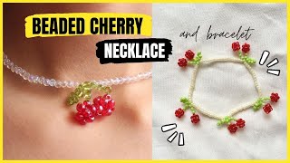 DIY CEREZA con MOSTACILLAS 🍒🍒 COLLAR Y PULSERAS AESTHETICS [upl. by Arther]