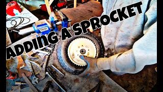 how to put a sprocket on a wheelbarrow wheel for mini bike go kart [upl. by Samalla571]