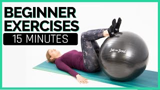 15 Minute Beginner Exercise Ball Workout Workout with Jordan [upl. by Mikiso963]