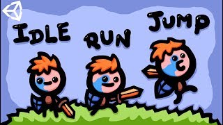 MAKING RUN IDLE amp JUMP 2D GAME ANIMATIONS  UNITY TUTORIAL [upl. by Nobie]