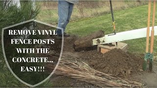 Remove Vinyl Fence Posts WITH Concrete SUPER EASY [upl. by Iridis]