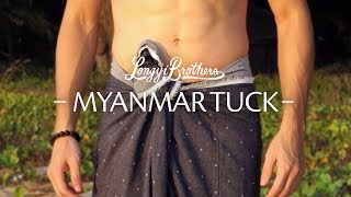 How to tie Longyi Sarong Sarung Malong Myanmar tuck method [upl. by Hinman]