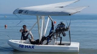 Amphibious Ultralight Takeoff Low Flying over Limassol and Water Landing  A Flying Boat [upl. by Adiaroz]