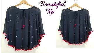 Very Easy Circle TopCape Top Cutting and Stitching Trendy Top Cutting and StitchingStylish Top [upl. by Teirrah373]