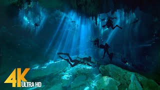 4K Cenotes Dive Relaxation Video  Mexican Underwater Caves  Incredible Underwater World  3 HOUR [upl. by Auohs179]