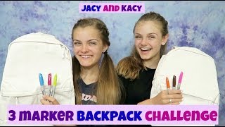 3 Marker Backpack Challenge  Fun Back to School DIY  Jacy and Kacy [upl. by Silecara35]