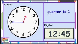 Telling the Time for Kids Quarter To Times [upl. by Dnumde]