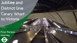 London Underground First Person Journey  Canary Wharf to Victoria via Westminster [upl. by Auqinahc217]