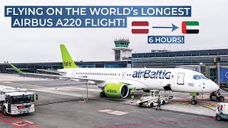 TRIPREPORT  airBaltic ECONOMY  Riga  Abu Dhabi  Airbus A220300 [upl. by Arezzini]