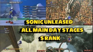 Sonic Unleashed All Main Day StagesActs SRank [upl. by Anyrb]