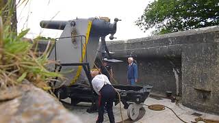 Firing the Moncrieff Disappearing Gun at Crownhill Fort [upl. by Acissaj]