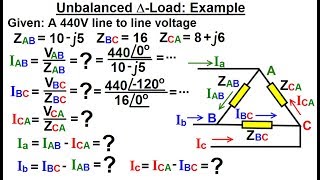 Electrical Engineering Ch 13 3 Phase Circuit 47 of 53 Unbalanced Delta Load Example [upl. by Aicilehp]